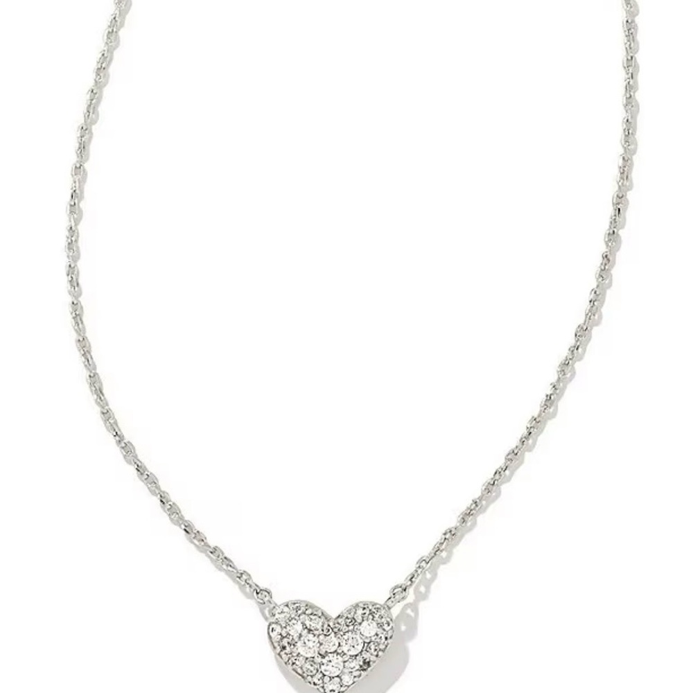 Kendra Scott ari pave crystal heart silver heart necklace